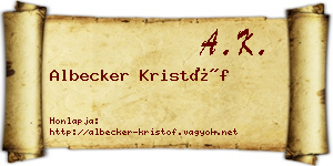 Albecker Kristóf névjegykártya