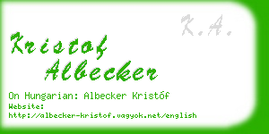 kristof albecker business card